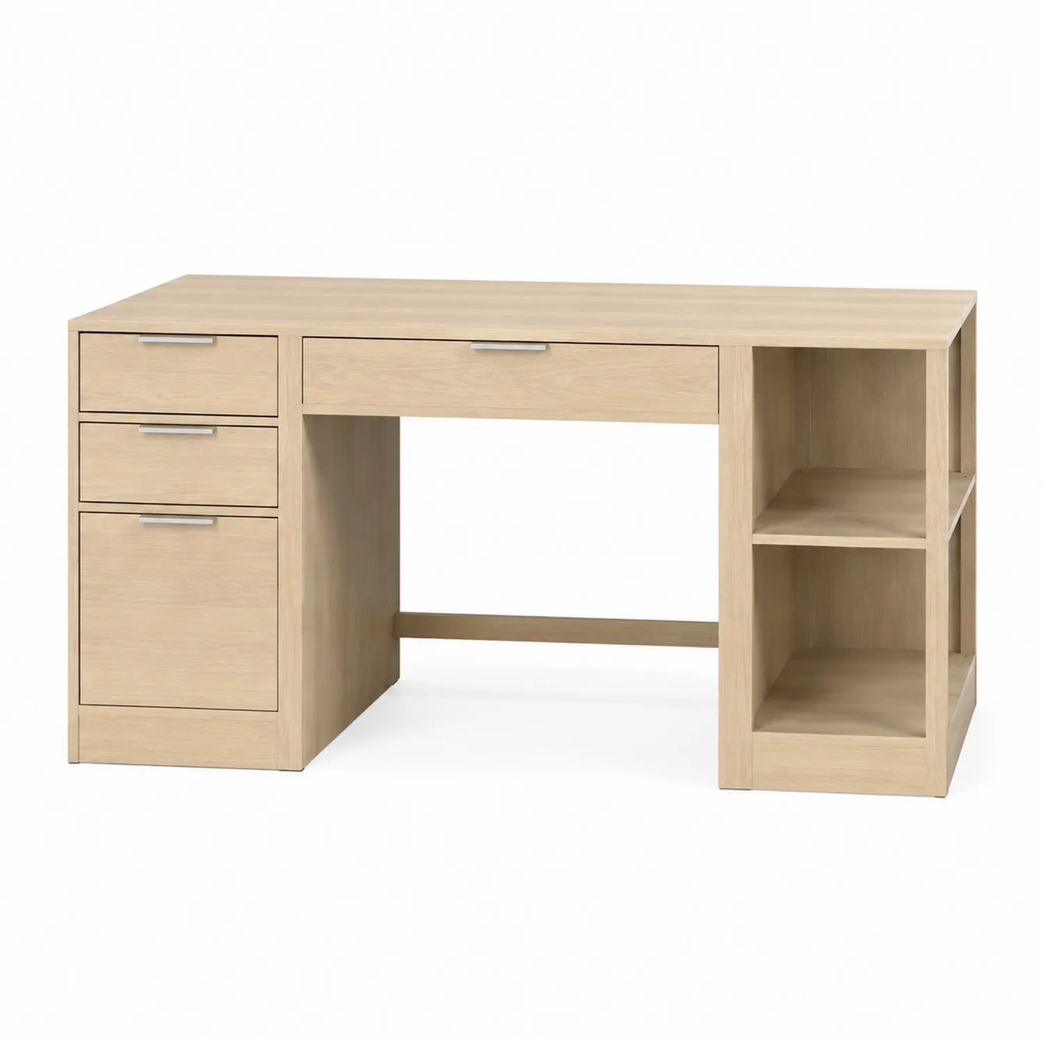 Scrivania in legno MDF con cassetti e mensole 140x60x75 cm