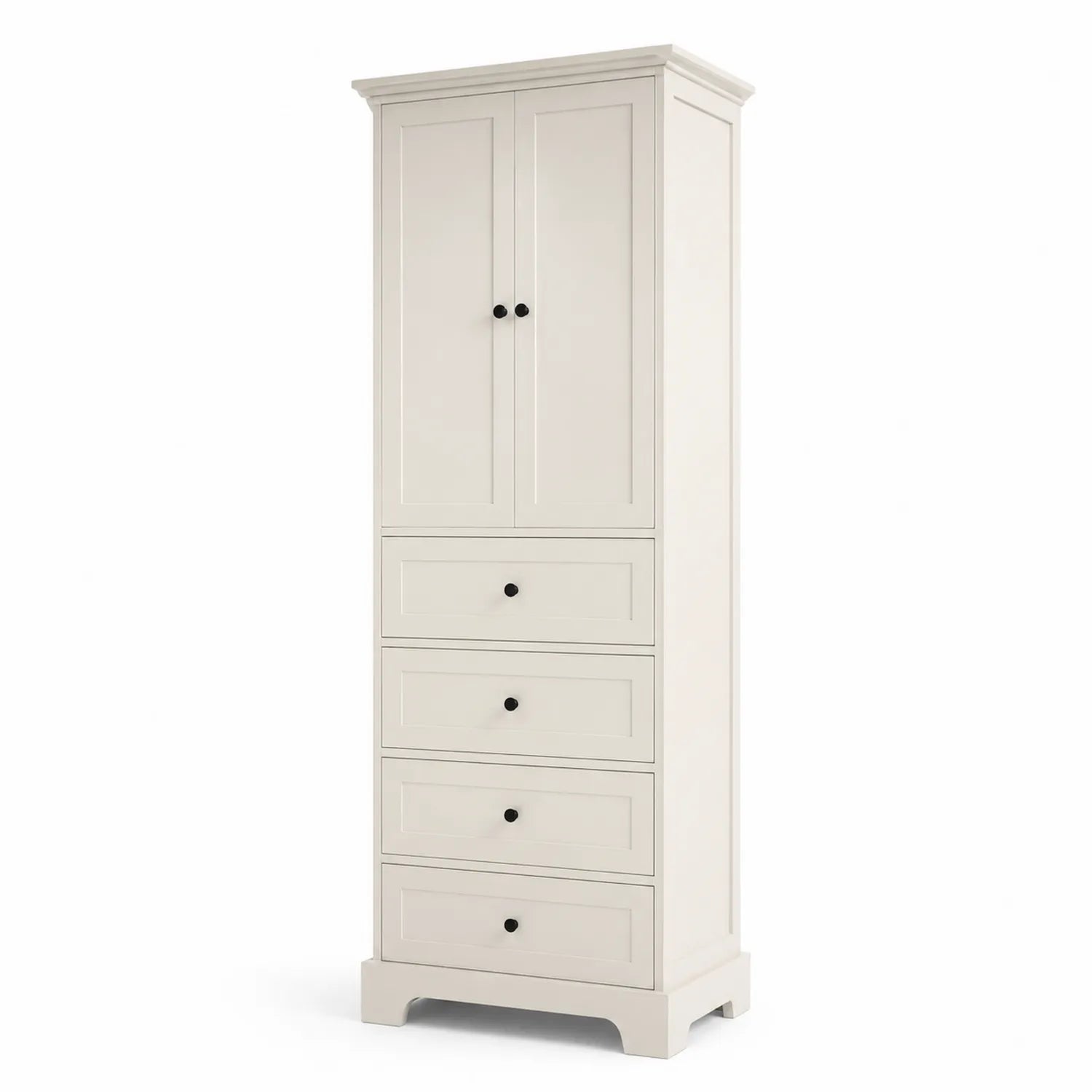 Armadio in MDF Bianco con Ante e Cassetti 184x60x40 cm