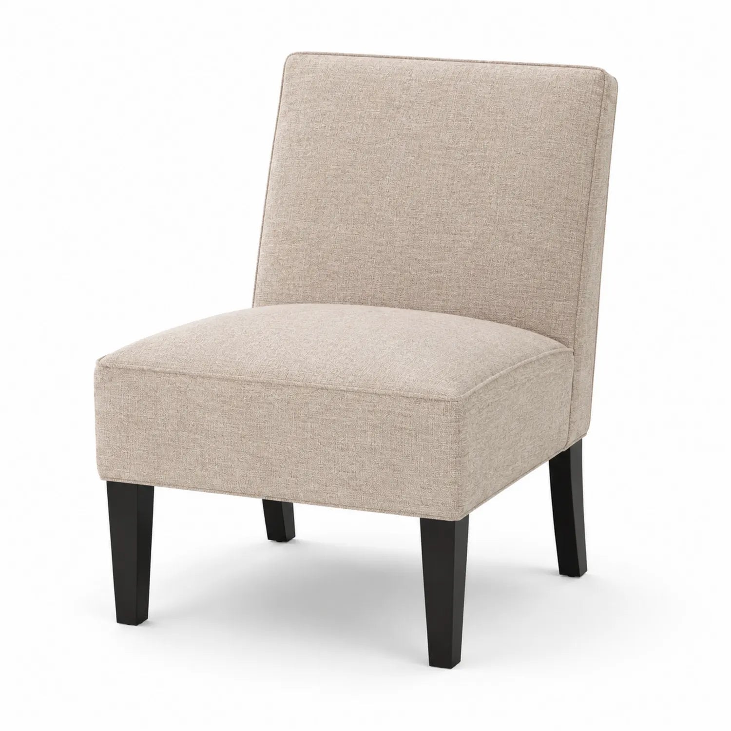 Sedia in Tessuto Beige con Gambe in Legno