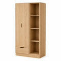 Armadio in MDF con Ripiani, Effetto Legno Naturale, 80x50x180 cm