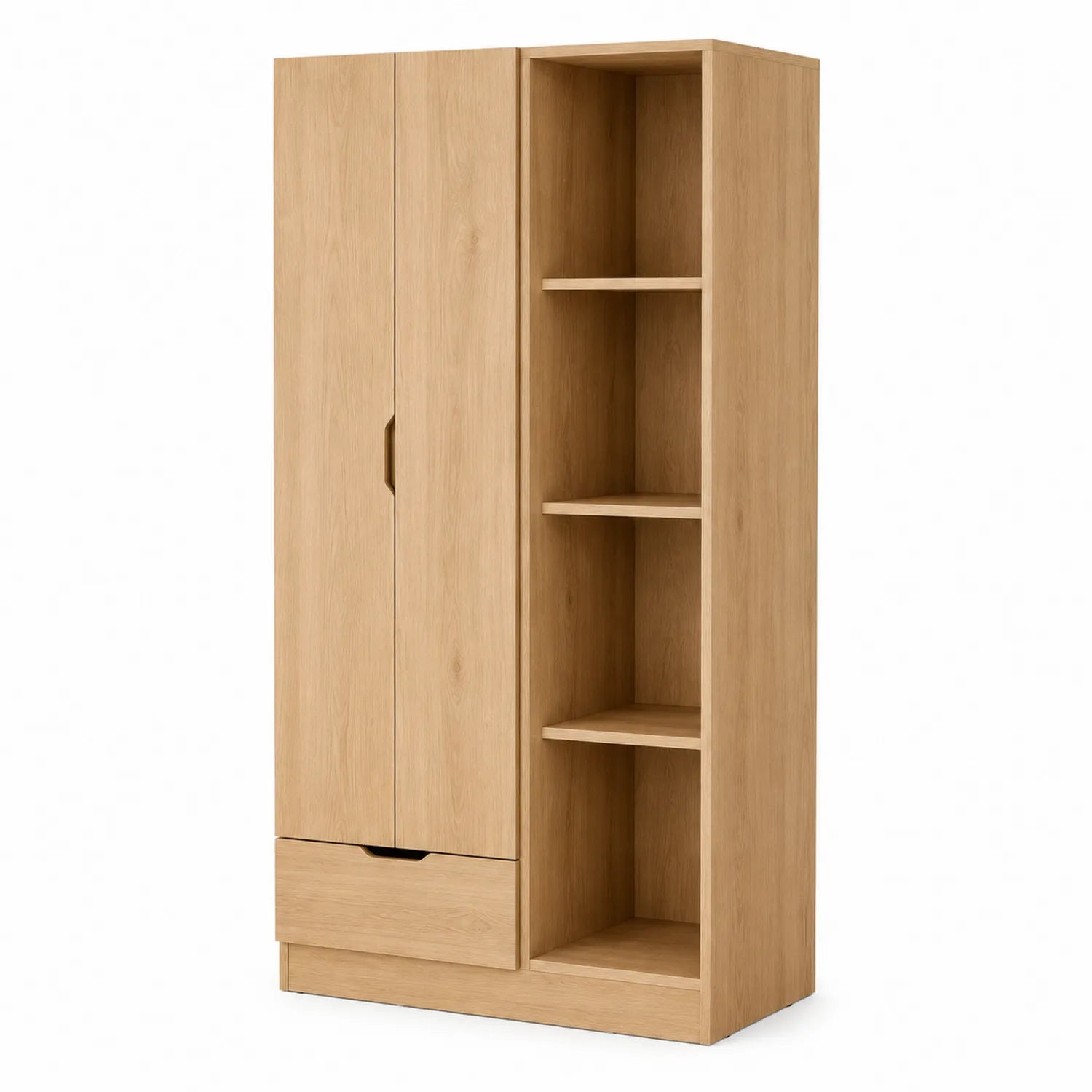 Armadio in MDF con Ripiani, Effetto Legno Naturale, 80x50x180 cm