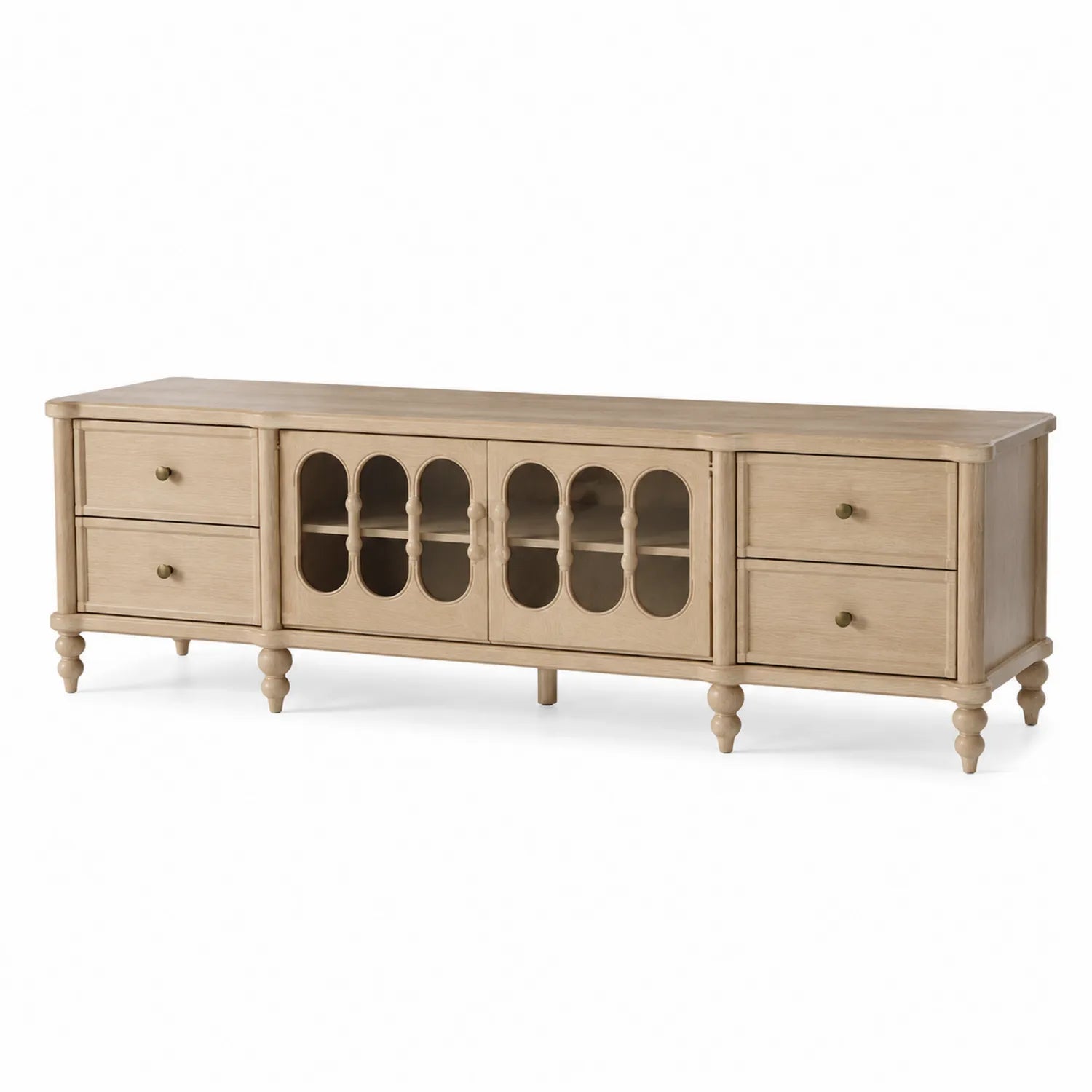 Mobile TV in legno con cassetti e ante in vetro 160x45x55 cm