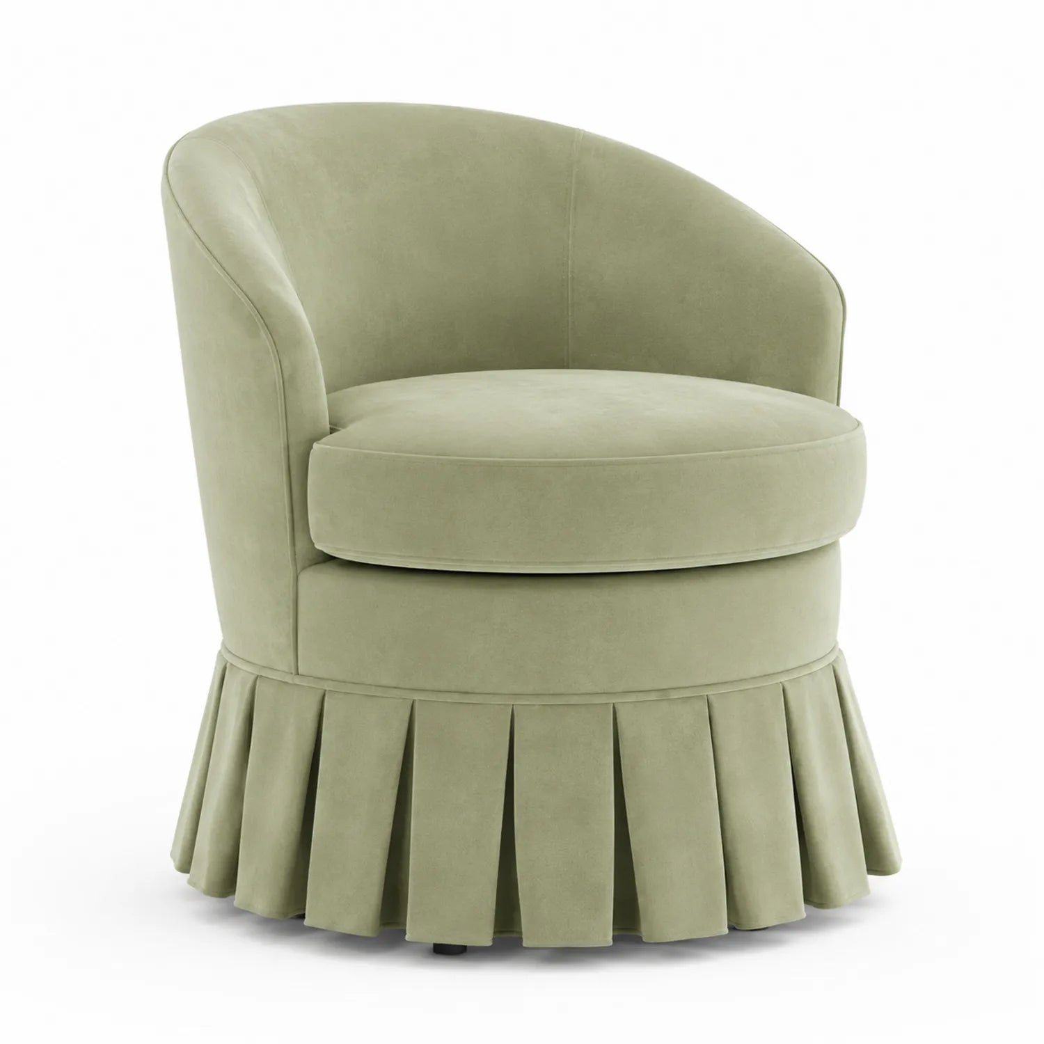 Poltrona Girevole in Velluto Verde con Schienale Curvo