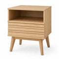 Comodino in Legno Rovere con Cassetto e Ripiano