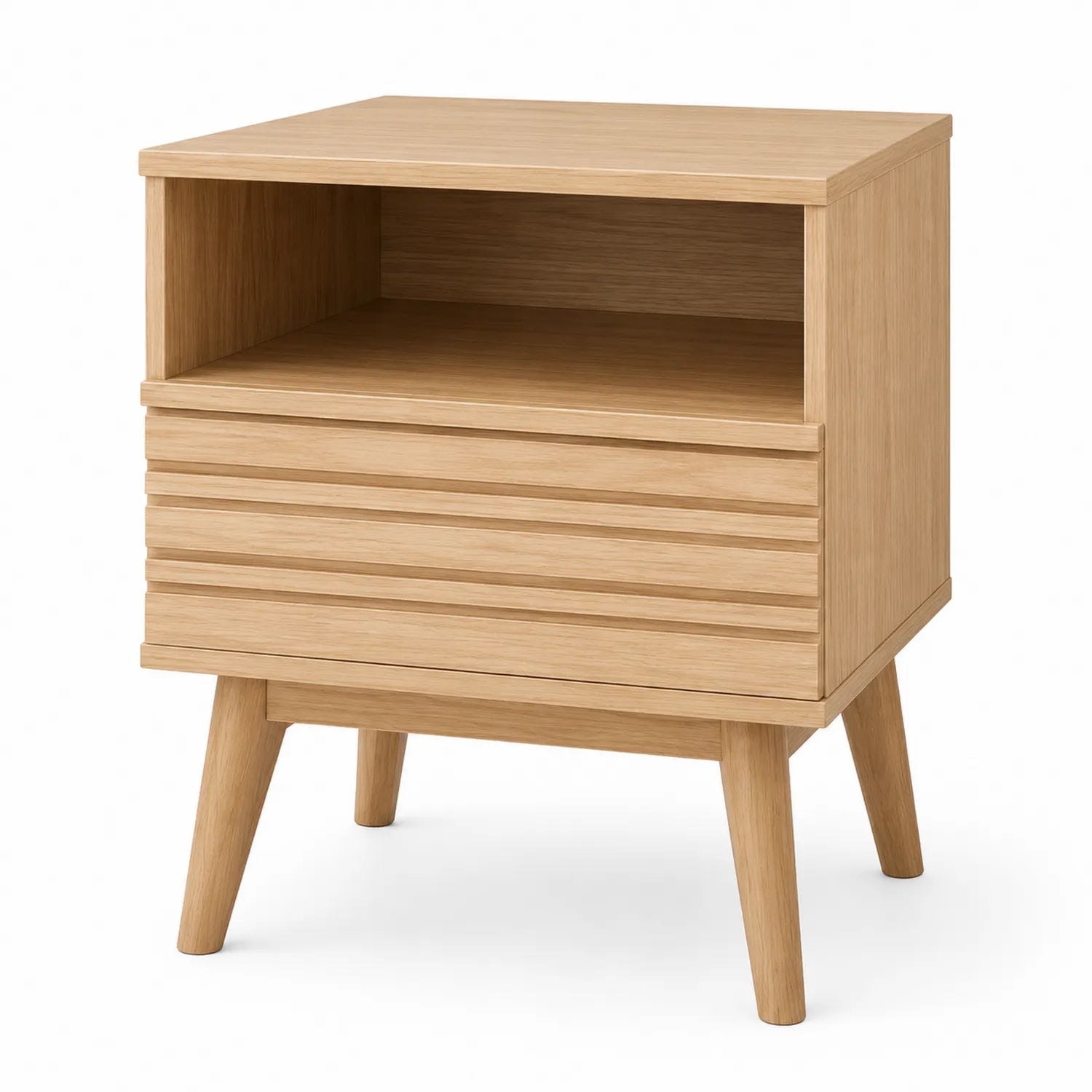 Comodino in Legno Rovere con Cassetto e Ripiano