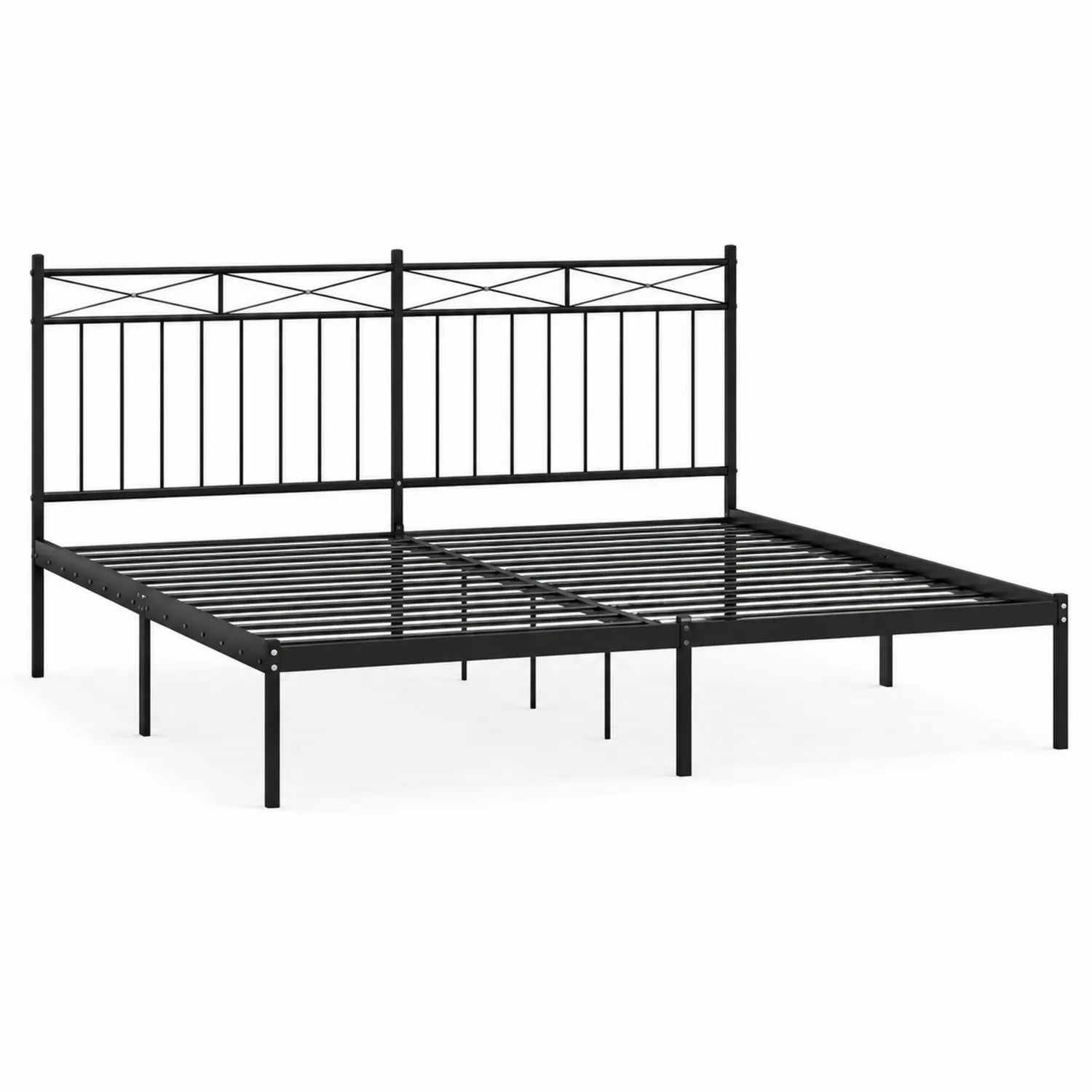 Letto matrimoniale in metallo nero con testiera 200x160 cm