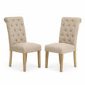 Set di 2 sedie da pranzo in legno e tessuto beige