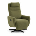Poltrona reclinabile in tessuto verde con base girevole
