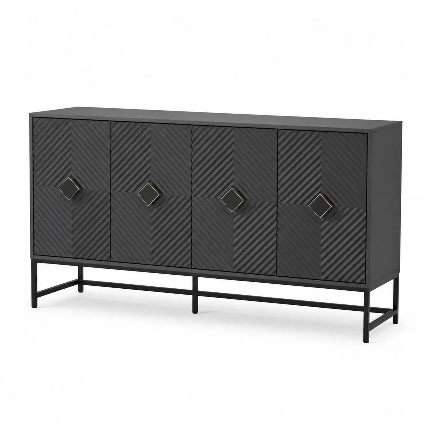 Credenza in MDF e Metallo Nero 180x40x80 cm