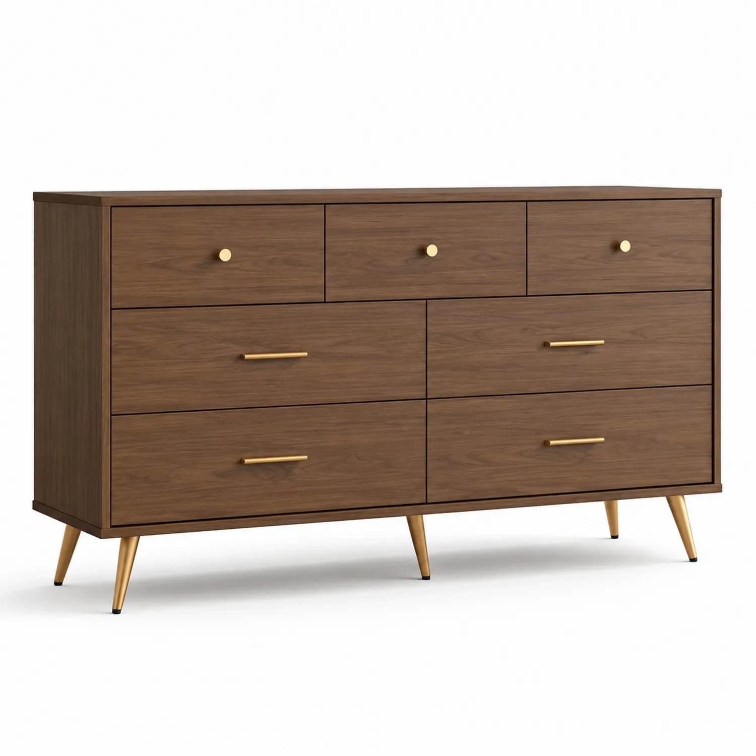 Cassettiera a sei cassetti in legno e metallo