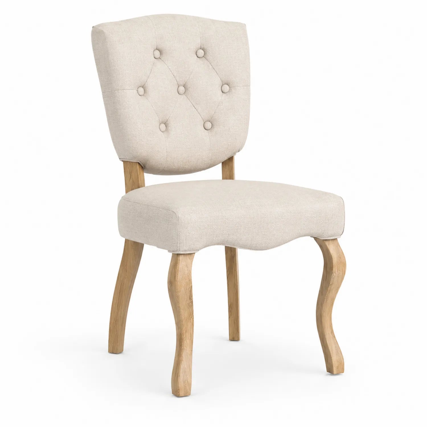Sedia in tessuto di lino beige con gambe in legno