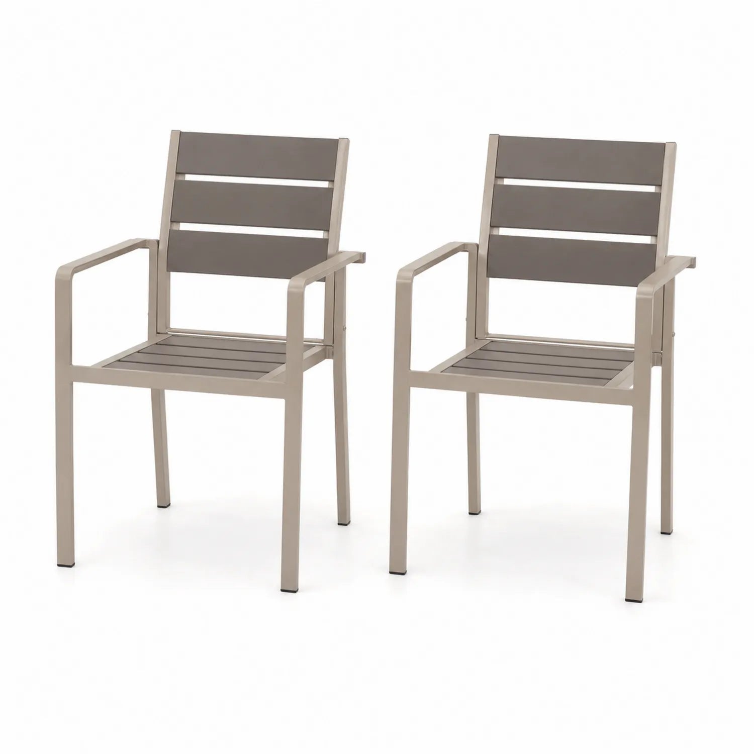 Set di 2 Sedie da Esterno in Alluminio e Polimero Grigio