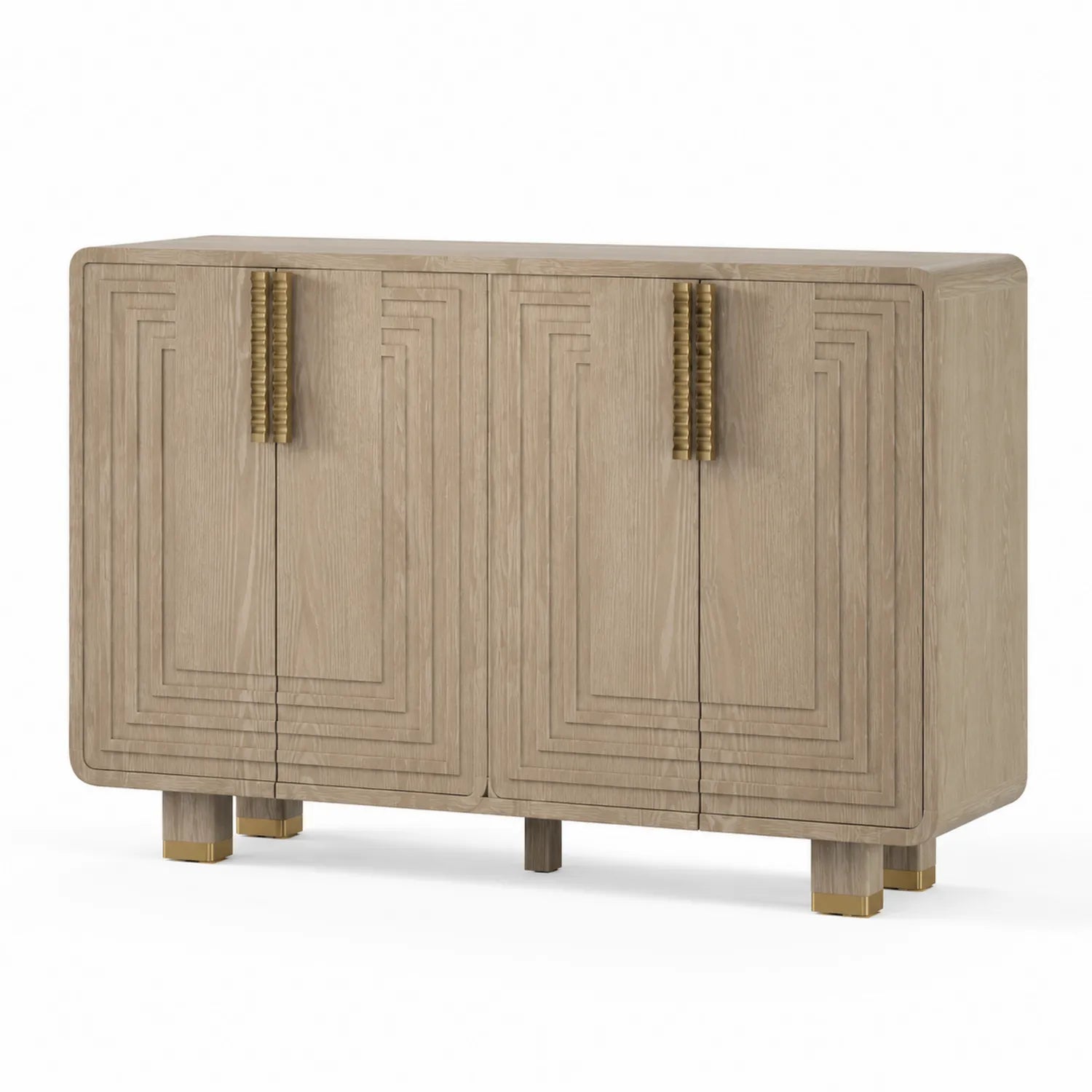 Credenza in legno con maniglie in metallo dorato 120x40x80 cm