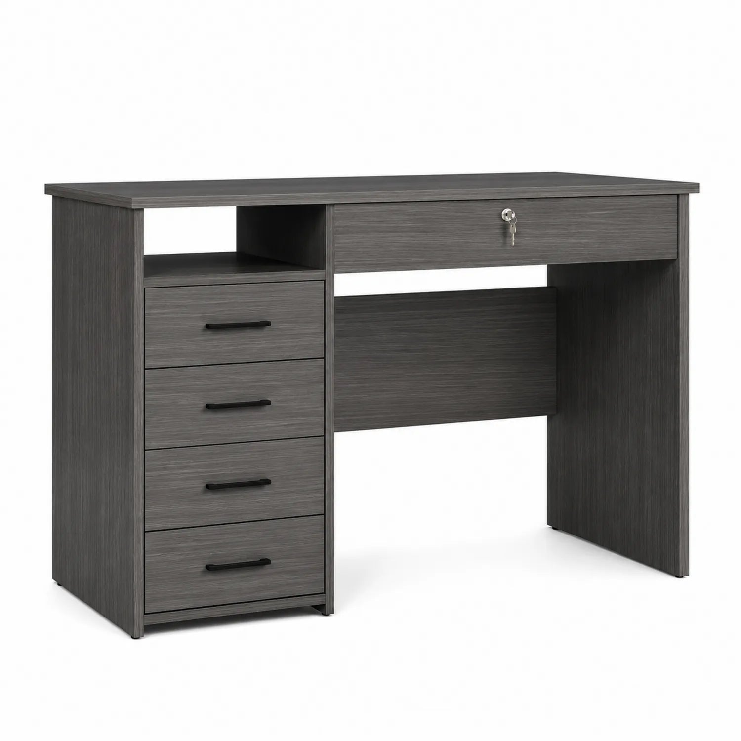 Scrivania rettangolare con cassetti in legno composito grigio 120x60x75 cm