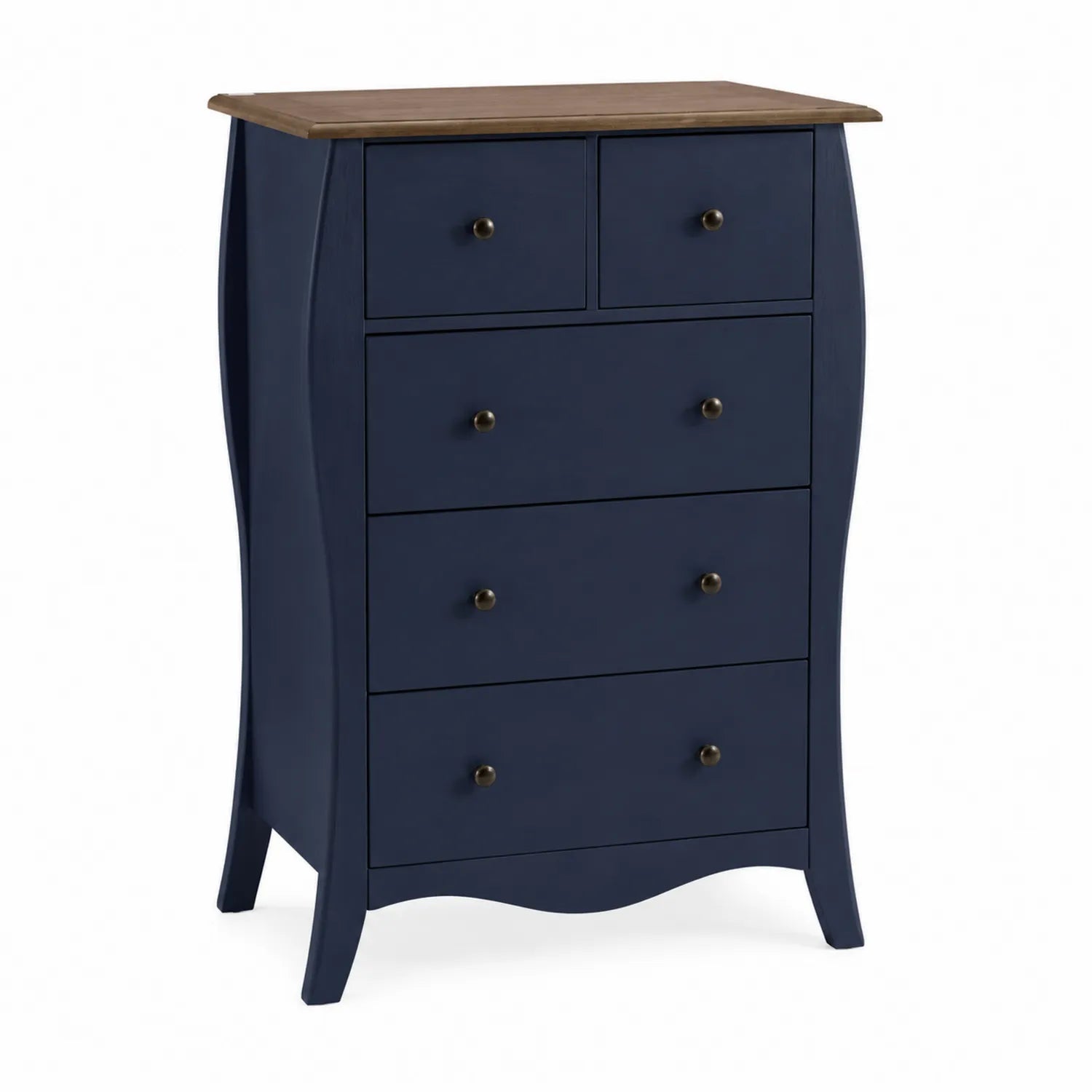 Cassettiera in Legno Blu con 5 Cassetti