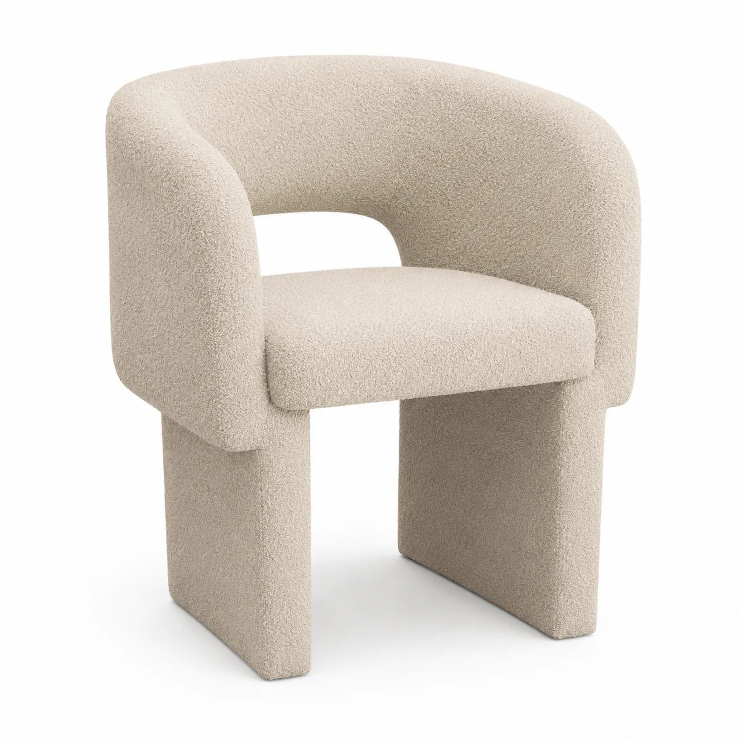 Sedia con Rivestimento in Tessuto Bouclé Beige