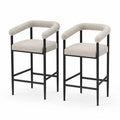 Set di 2 sgabelli in tessuto bouclé con struttura in metallo nero