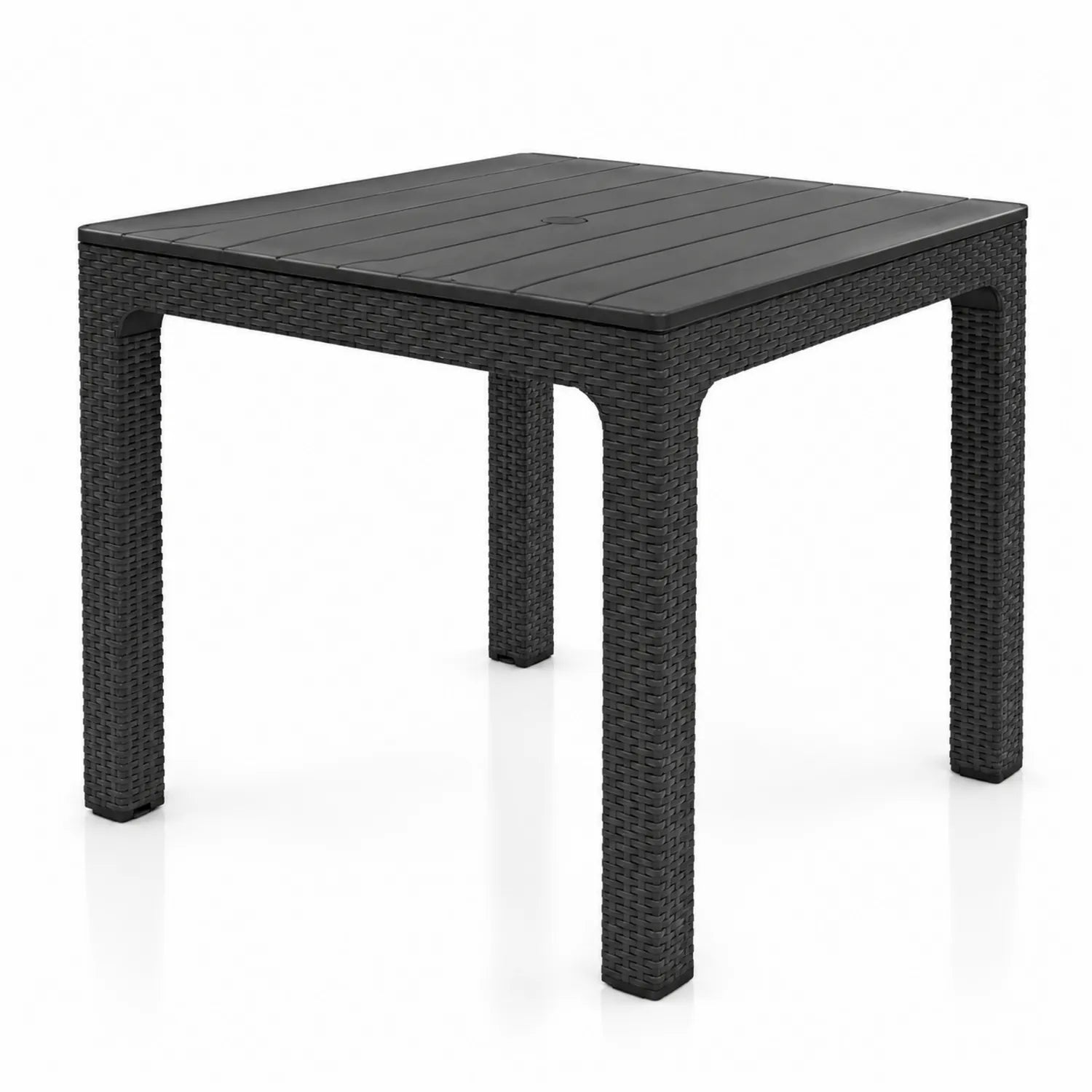 Tavolo quadrato da esterno in plastica intrecciata antracite 90x90x75 cm
