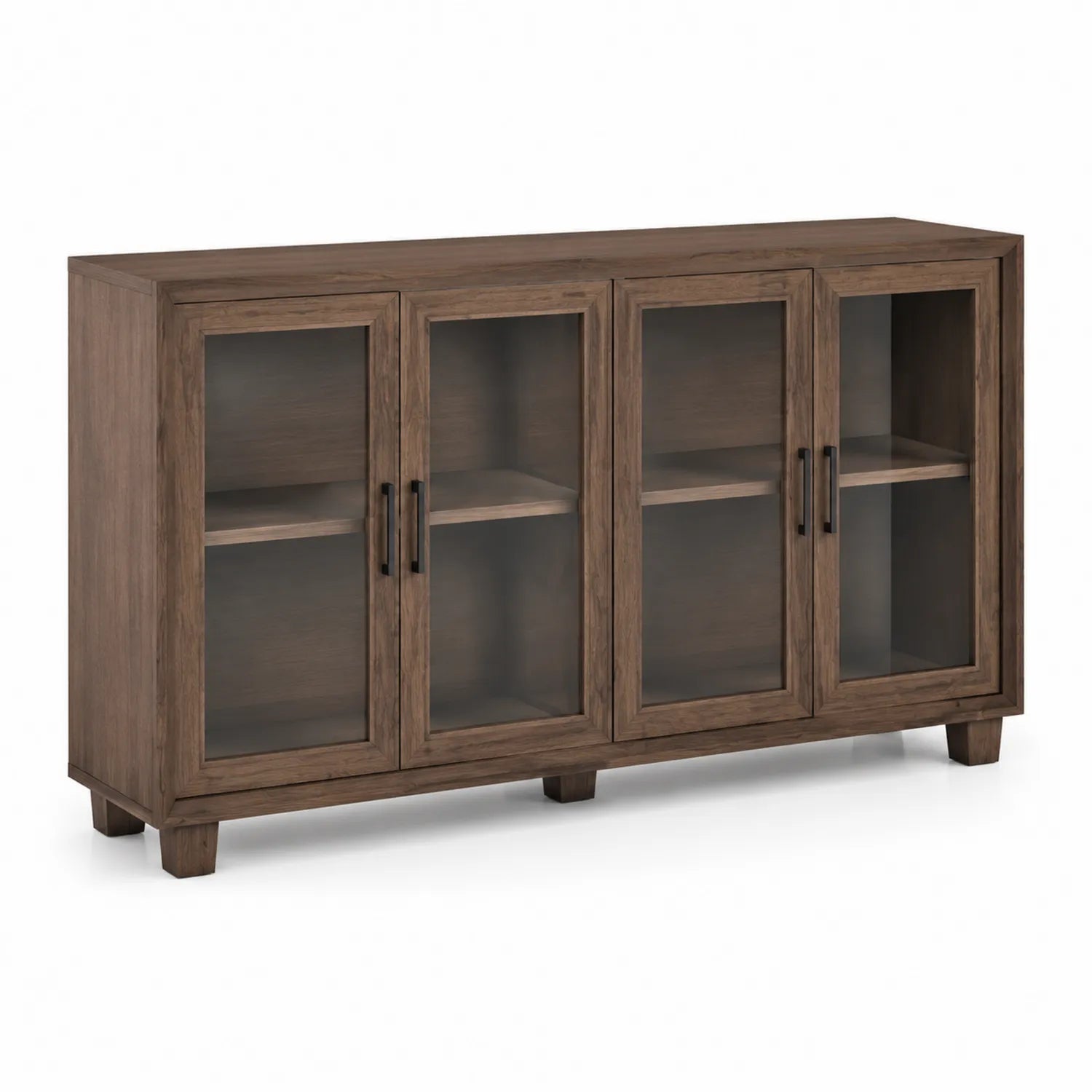 Credenza in Legno con Ante in Vetro Temperato Marrone