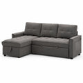 Divano Letto Angolare in Tessuto Grigio con Contenitore