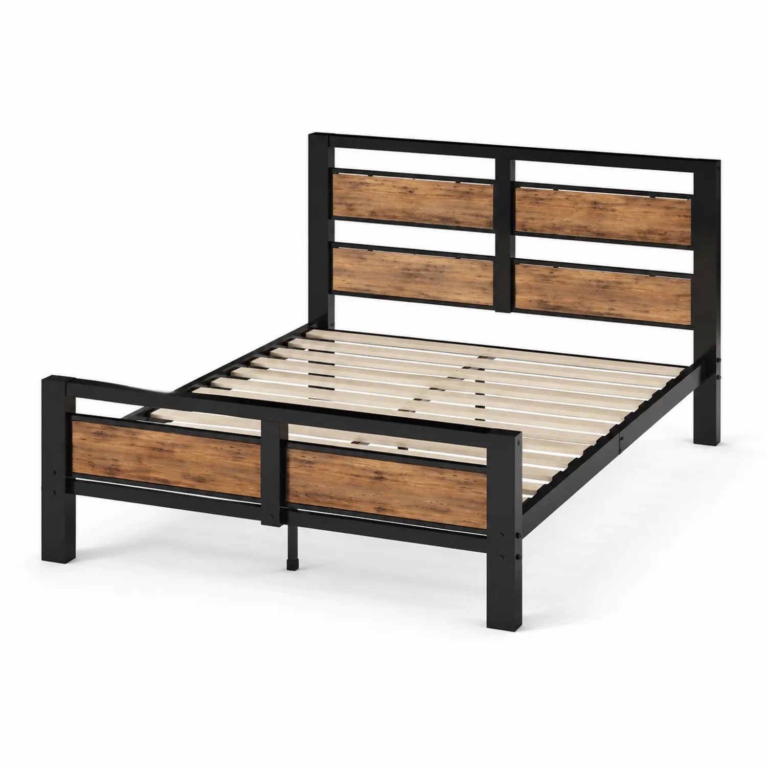 Letto Matrimoniale Metallo con Pannelli in Legno