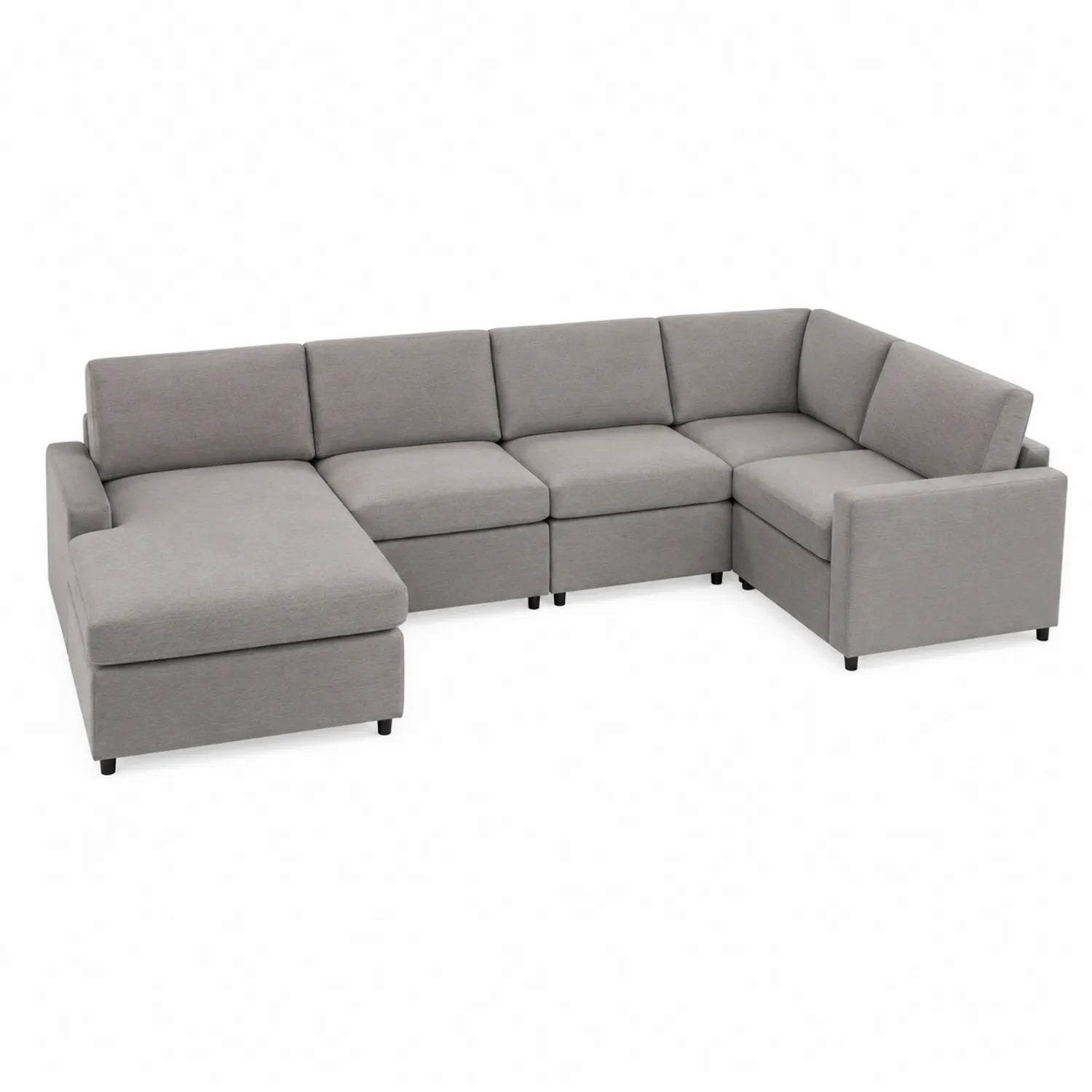 Divano angolare modulare in tessuto con chaise longue