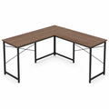 Scrivania Angolare in Legno e Acciaio Nera 140x130x75 cm