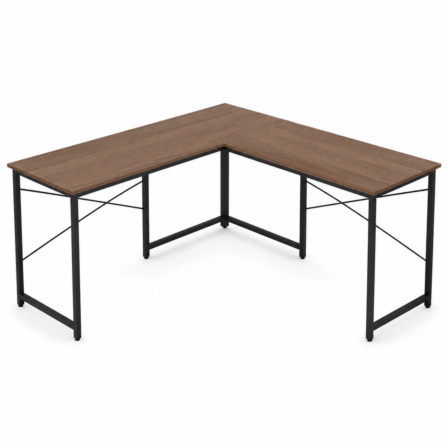 Scrivania Angolare in Legno e Acciaio Nera 140x130x75 cm