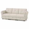 Divano modulare in tessuto beige con contenitore 3 posti