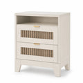Comodino con 2 Cassetti in Legno Bianco e Naturale