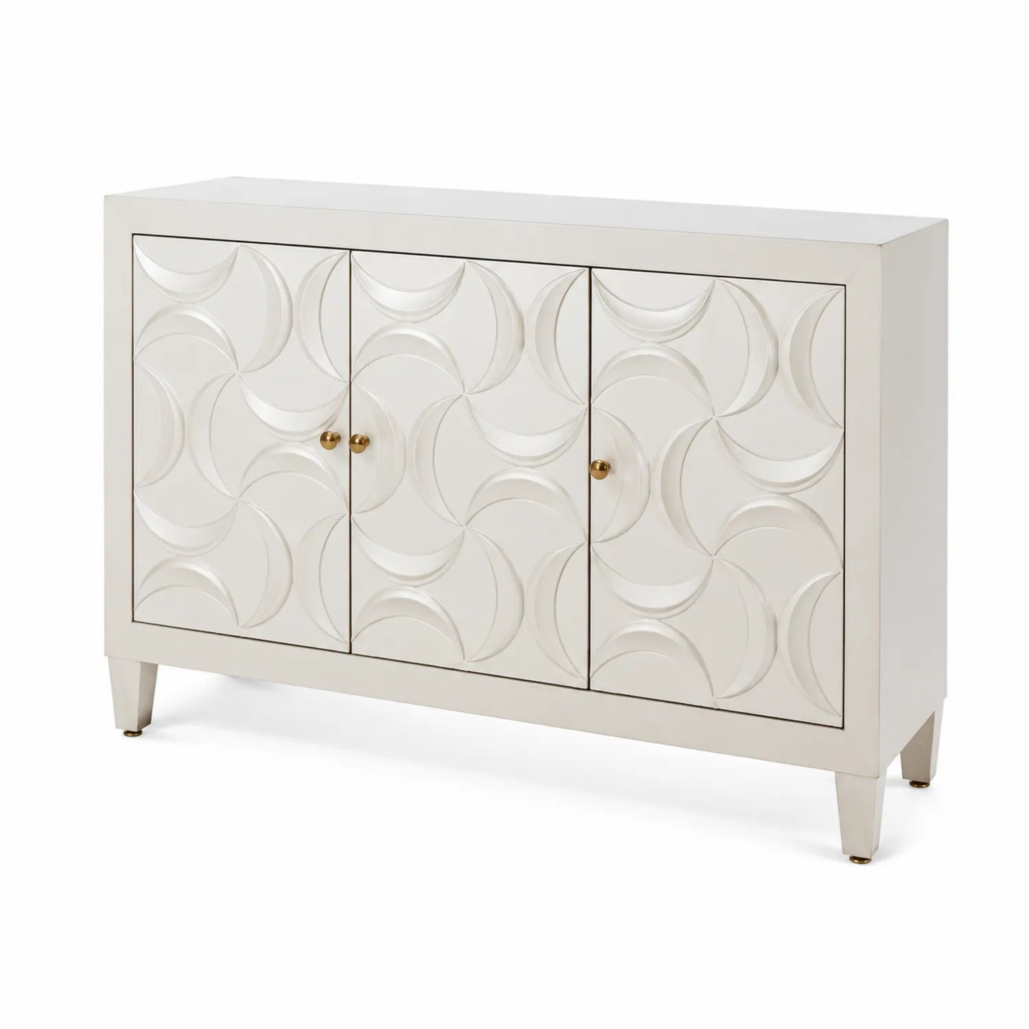 Credenza in MDF con pannelli decorativi bianchi 150x40x90 cm