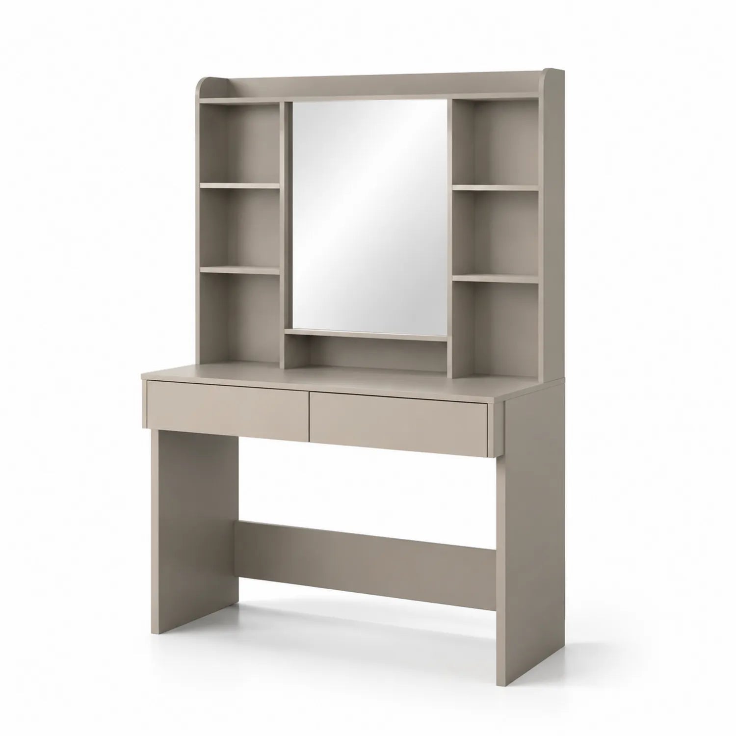 Toletta con Specchio e Cassetti in Legno MDF Beige