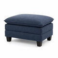 Poggiapiedi in tessuto Blu con gambe in legno