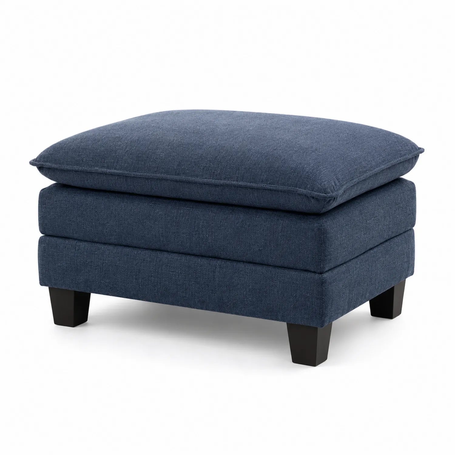 Poggiapiedi in tessuto Blu con gambe in legno
