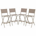 Set di 4 Sedie Pieghevoli da Esterno Metallo/Poliestere Beige