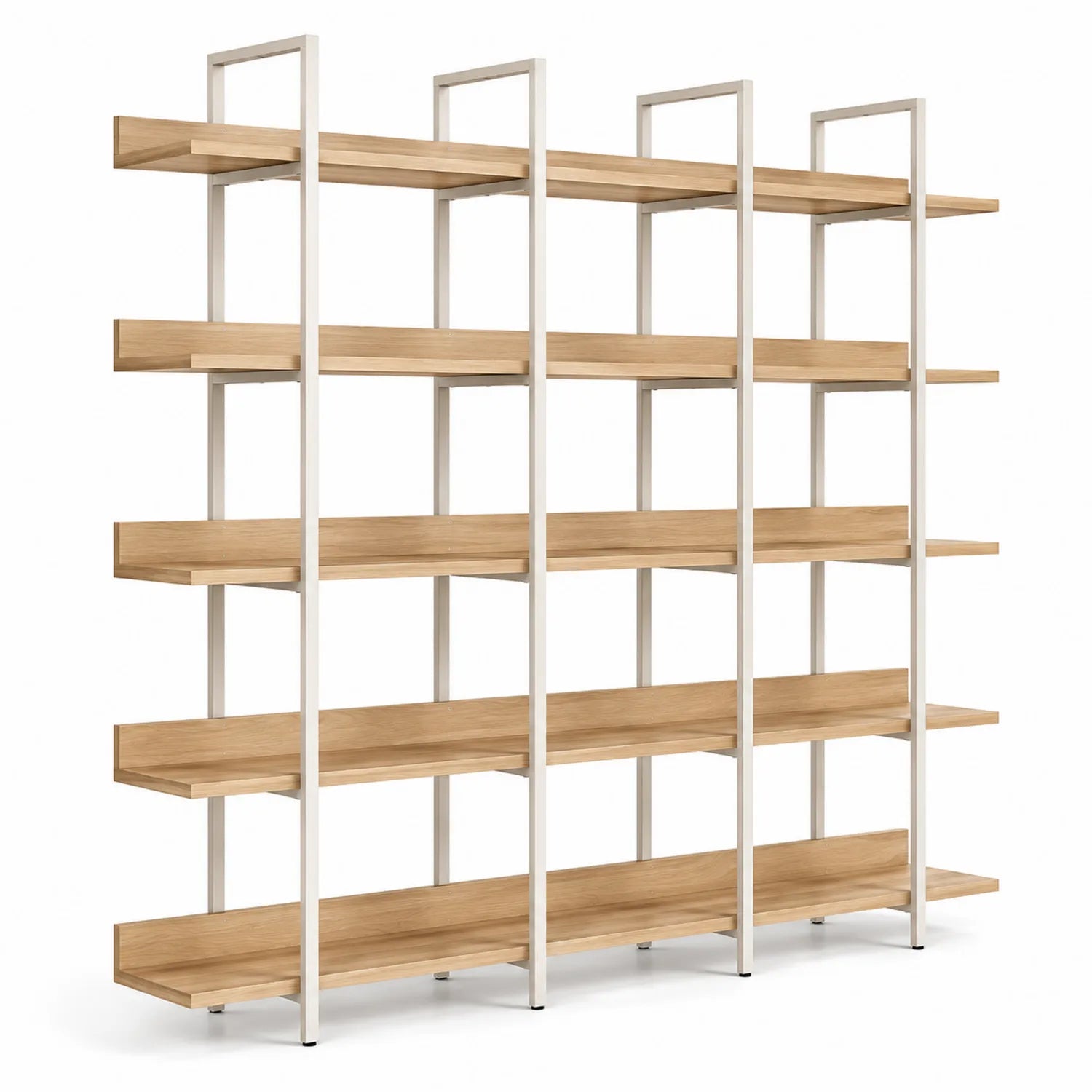 Scaffale modulare in legno di rovere e metallo bianco 180x30x200 cm