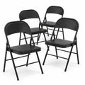 Set di 4 Sedie Pieghevoli in Metallo Nero