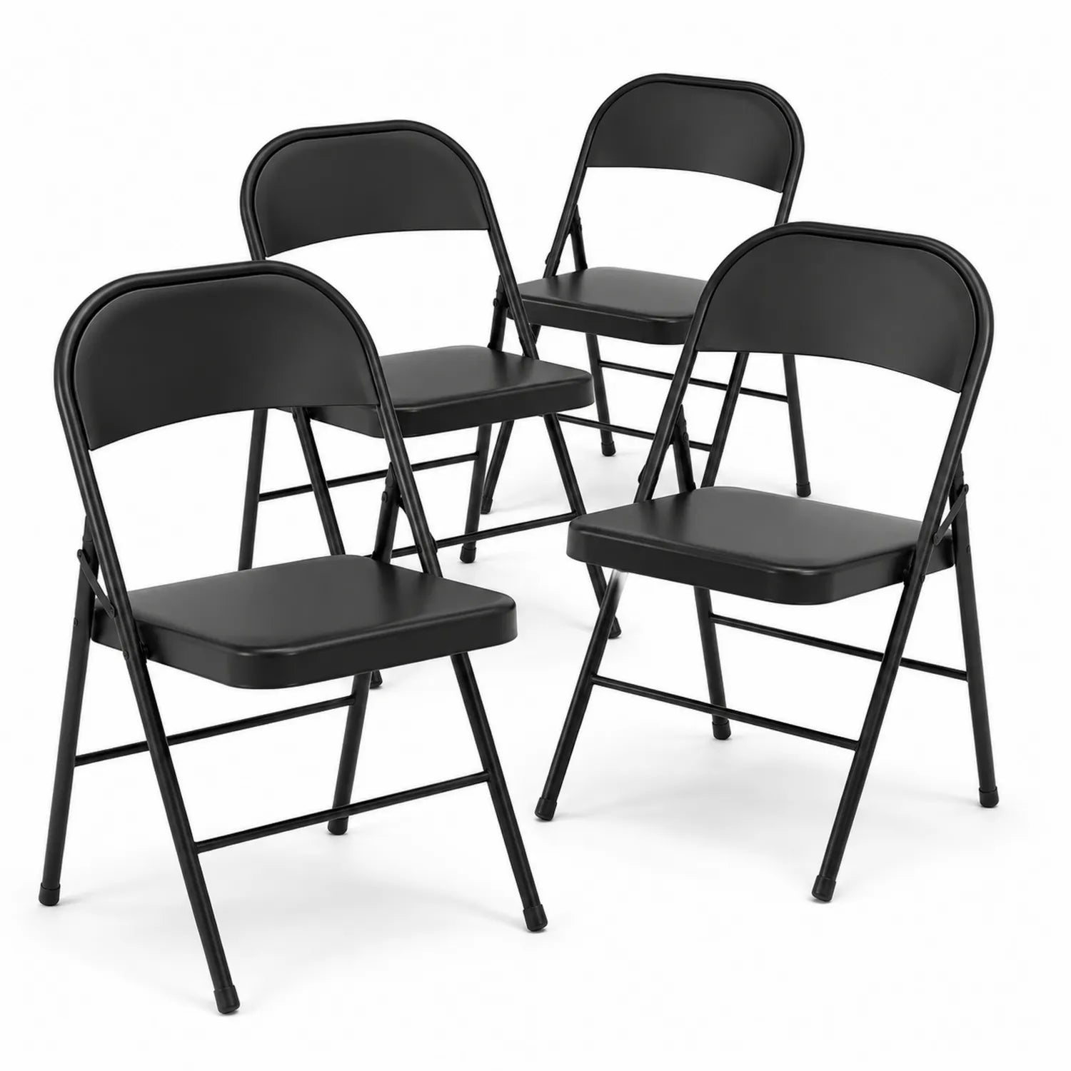 Set di 4 Sedie Pieghevoli in Metallo Nero