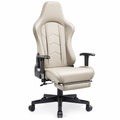 Sedia ergonomica in pelle sintetica beige con base a rotelle