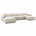 Divano ad angolo in tessuto beige con chaise longue