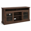 Mobile TV in Legno con Porte in Vetro Temperato Marrone 150x45x75 cm