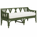 Panca in bambù con cuscino in poliestere 120x50x85 cm Verde/Bianco