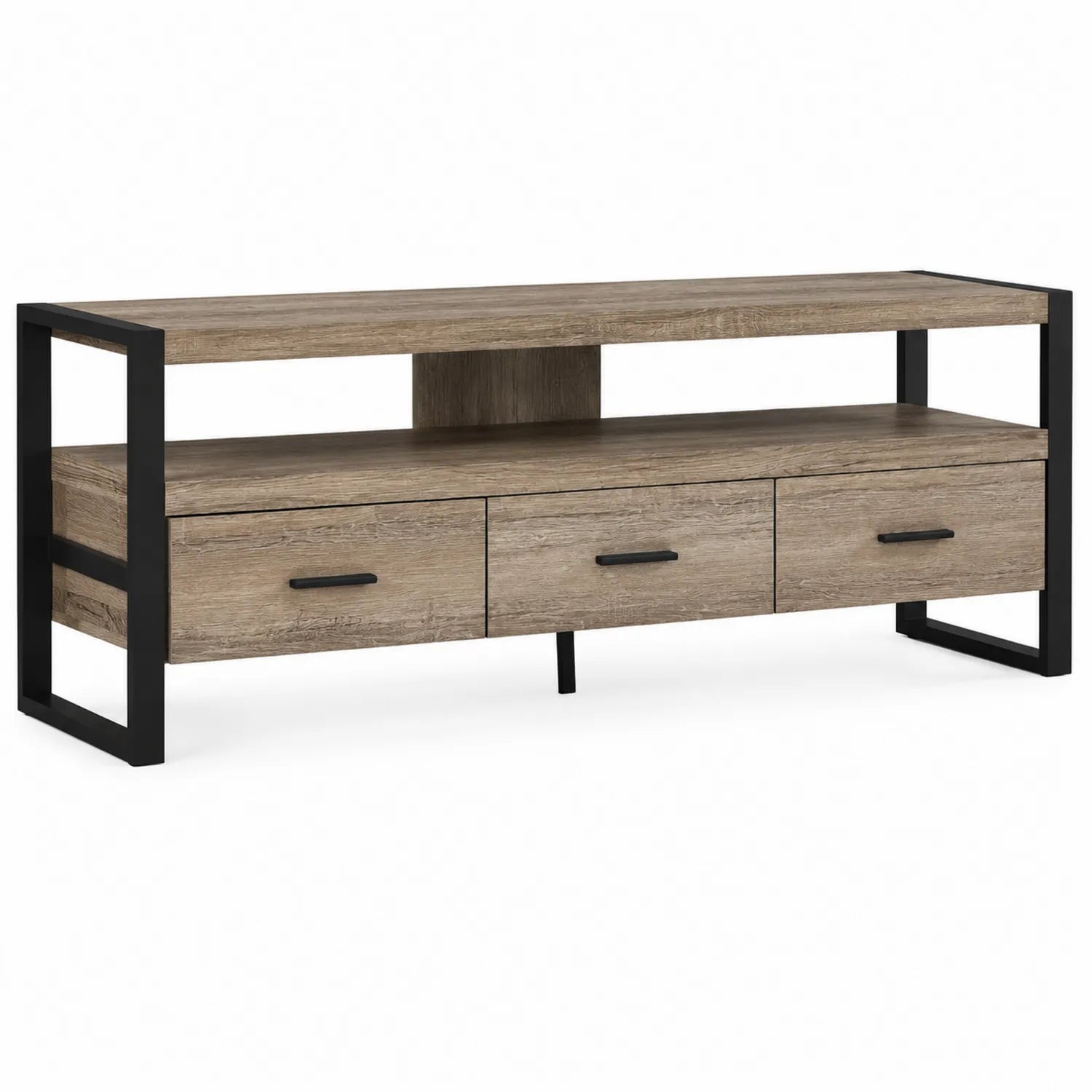 Mobile TV in legno composito con telaio in metallo nero 120x40x45 cm