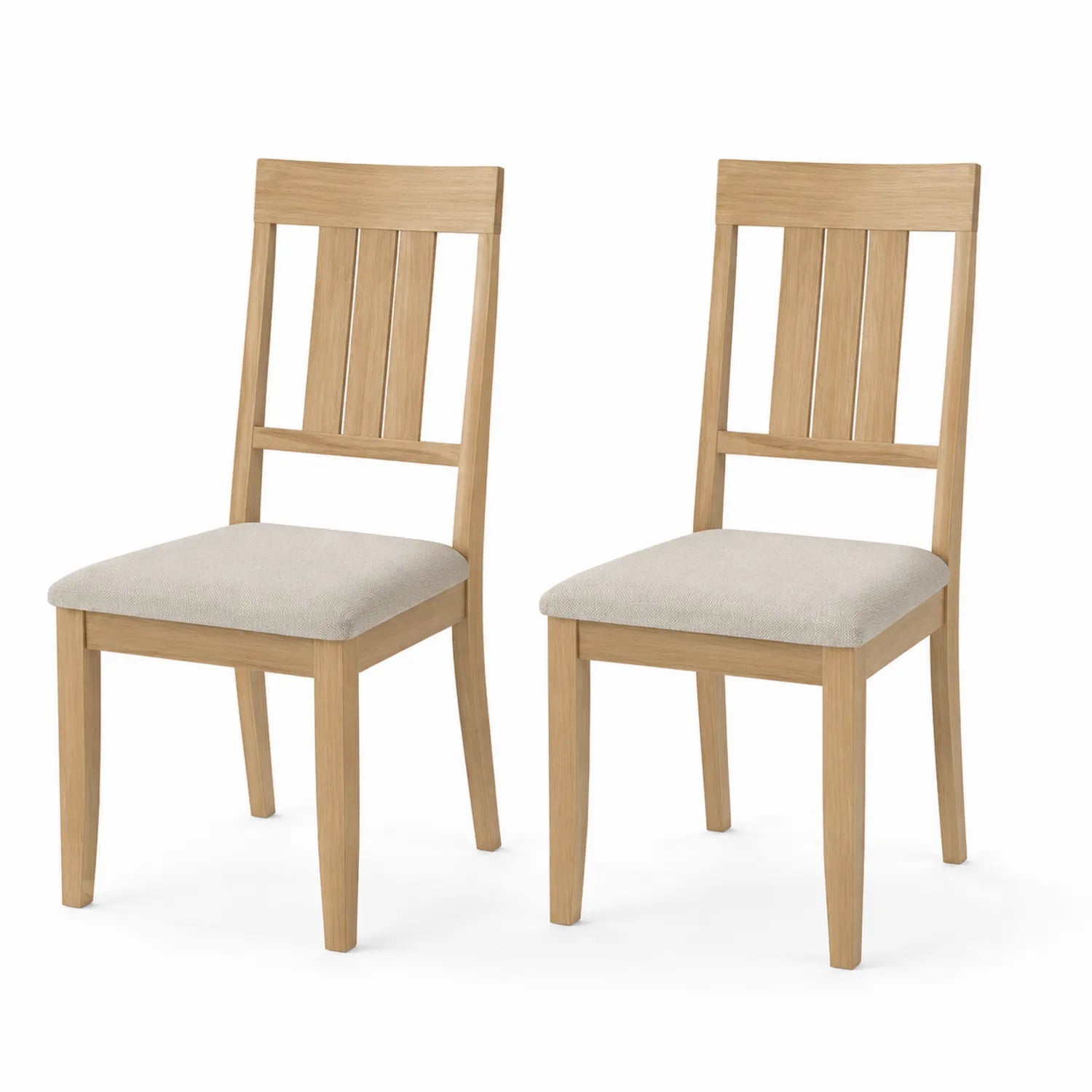 Set di 2 sedie in legno con seduta imbottita beige