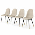 Set di 4 sedie in similpelle beige con gambe in metallo nero