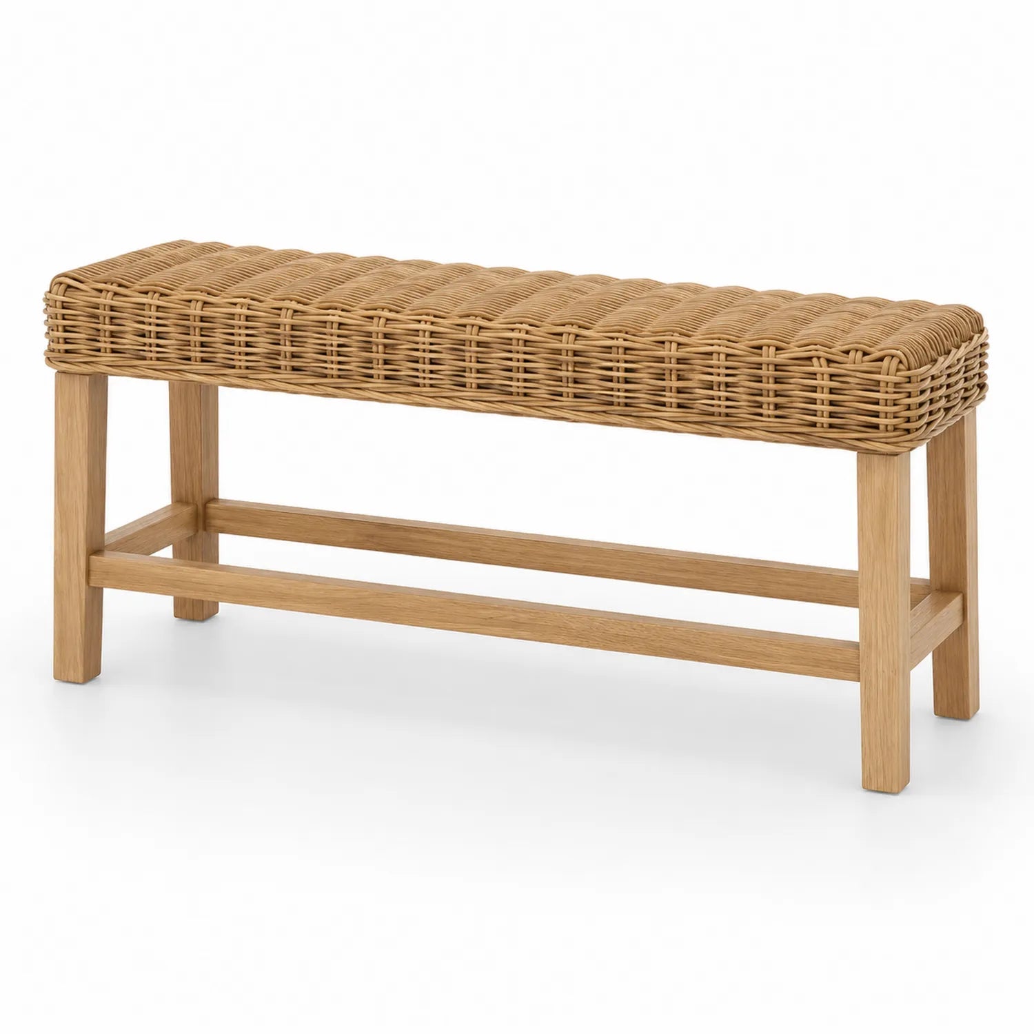 Panca in Rattan e Legno di Quercia