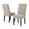 Set di 2 Sedie da Pranzo in Tessuto Beige con Gambe in Legno Massello
