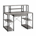 Scrivania ufficio in MDF grigia con scaffali 120x60x120 cm
