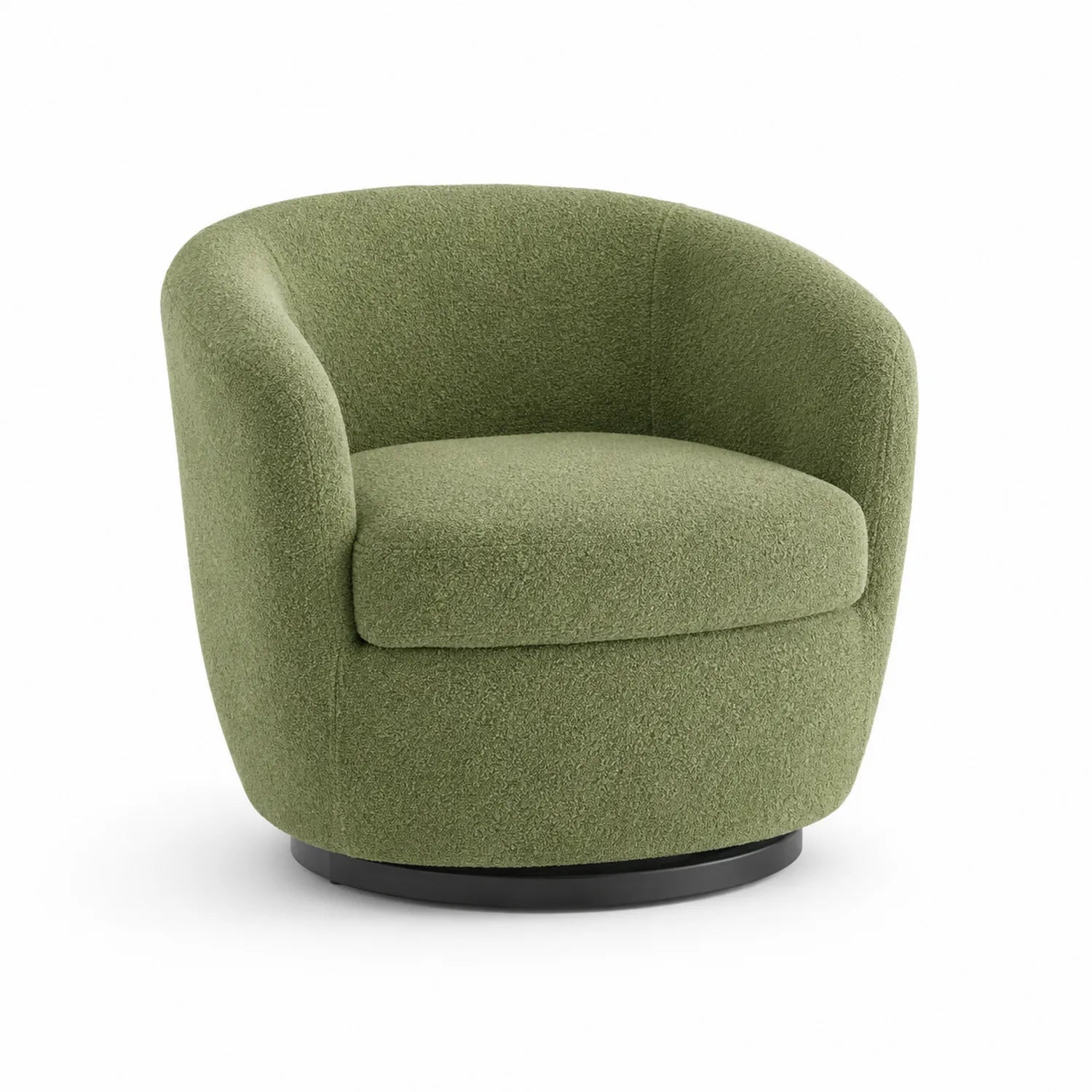 Poltrona Girevole in Tessuto Bouclé Verde