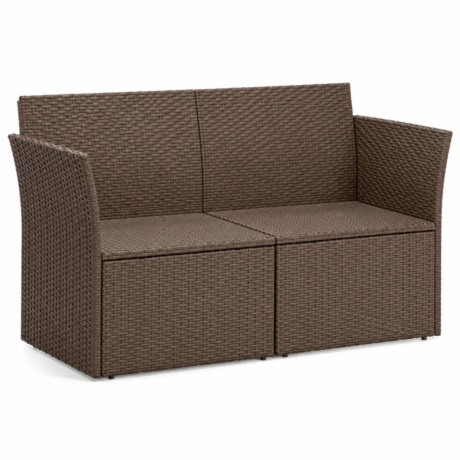 Divano da esterno in rattan sintetico marrone due posti